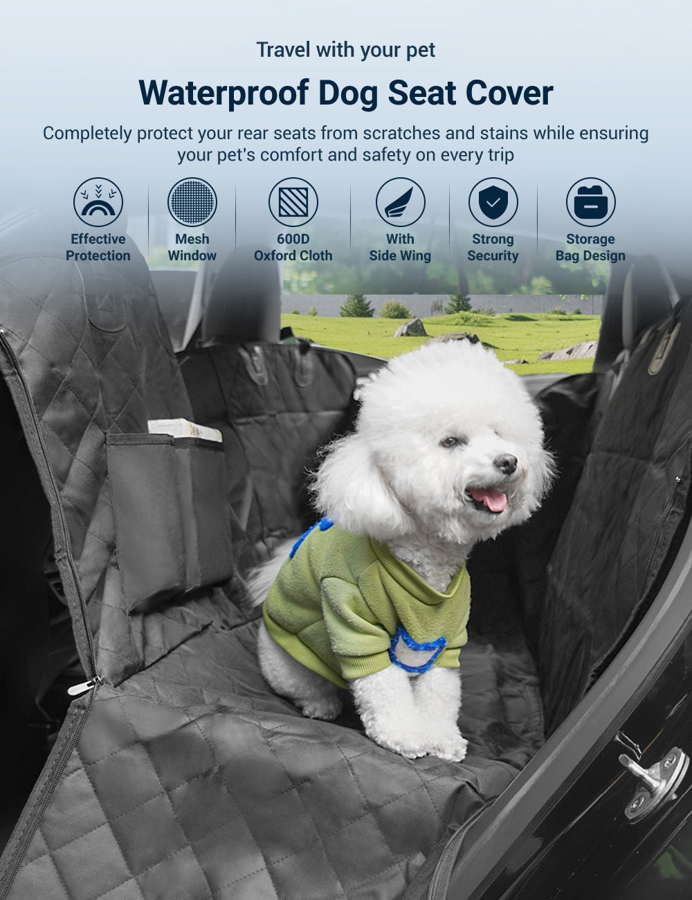 Beautiful view of Automobile Dog Seat Covers With Stylish Colors