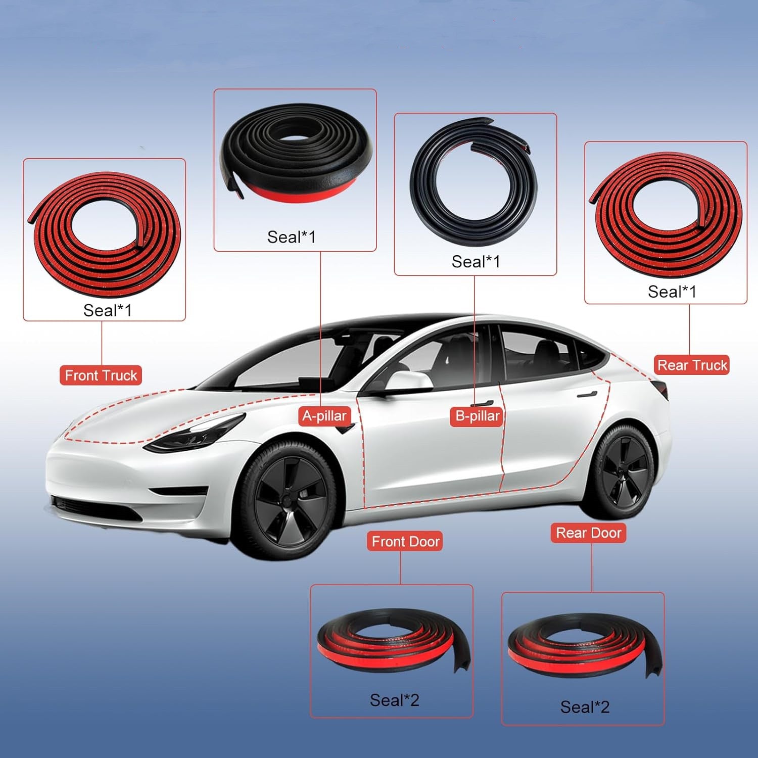 Model 3 Sunroof Wind Noise Reduction Kit | Rubber Seal | Easy Snap-In | 5-10 Min Model 3 Sunroof Wind Noise Reduction Kit | Rubber Seal | Easy Snap-In | 5-10 Min