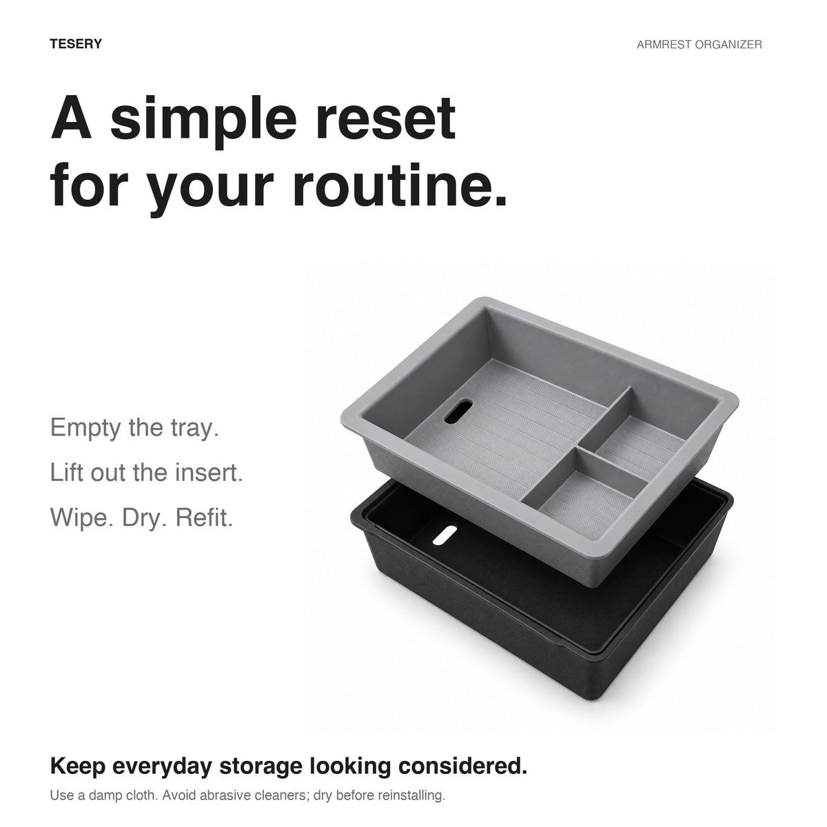Double-Layer Center Armrest Storage Box for Model 3 Highland/Y Juniper | 3 Colors - Tesery Official Store