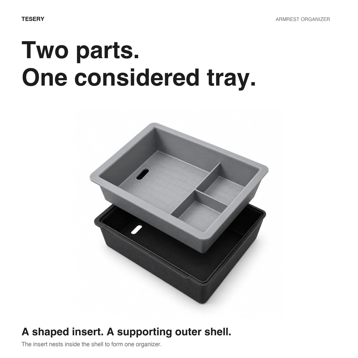 Double-Layer Center Armrest Storage Box for Model 3 Highland/Y Juniper | 3 Colors - Tesery Official Store