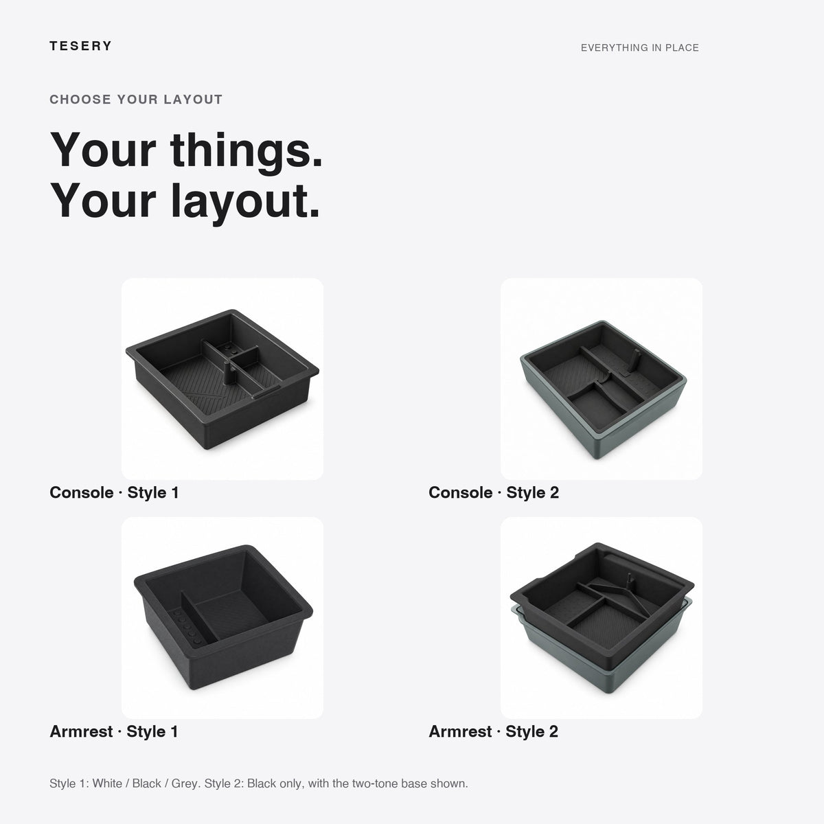 Double-Layer Center Console Tray for Model 3 Highland / Model Y Juniper / YL - Tesery Official Store