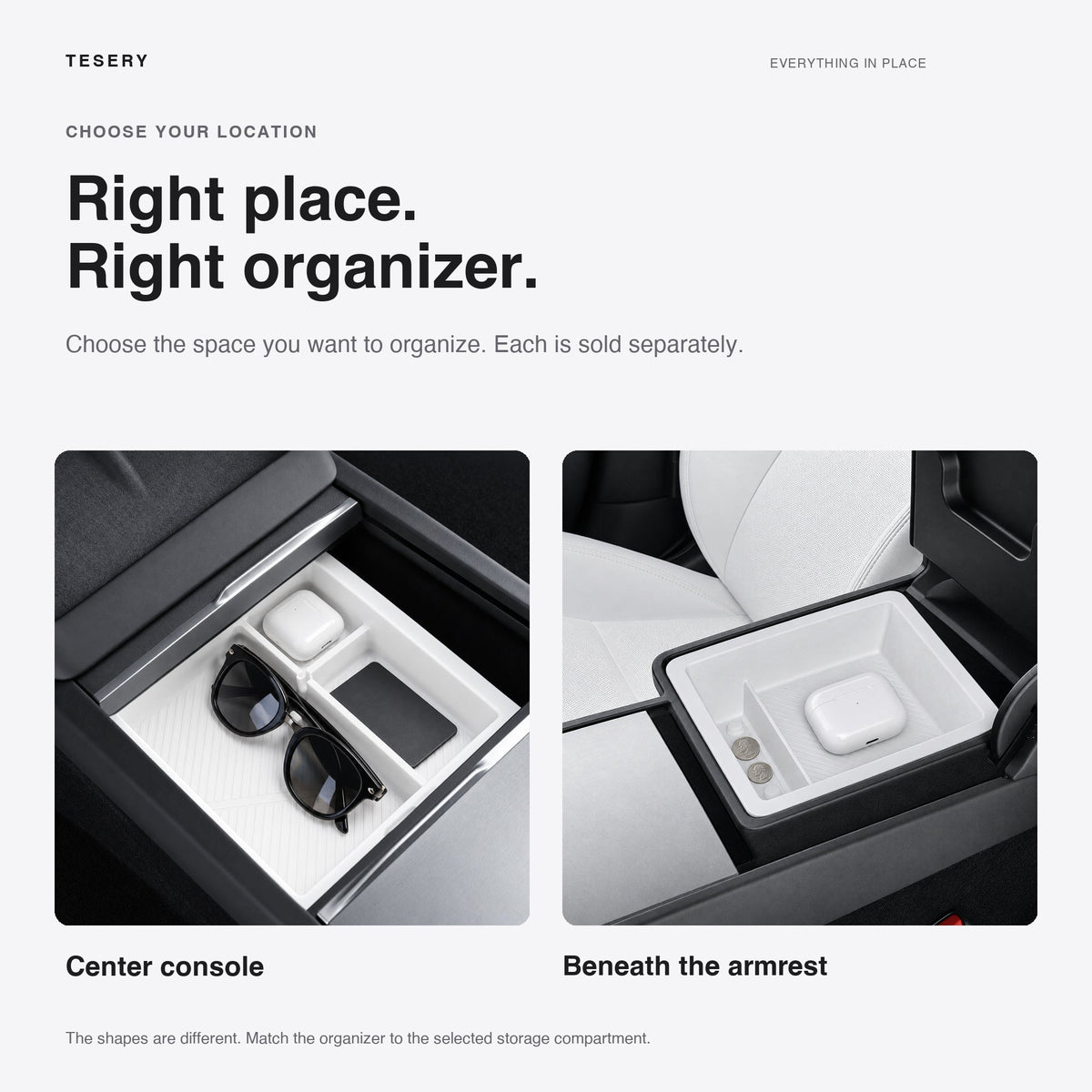 Double-Layer Center Console Tray for Model 3 Highland / Model Y Juniper / YL - Tesery Official Store
