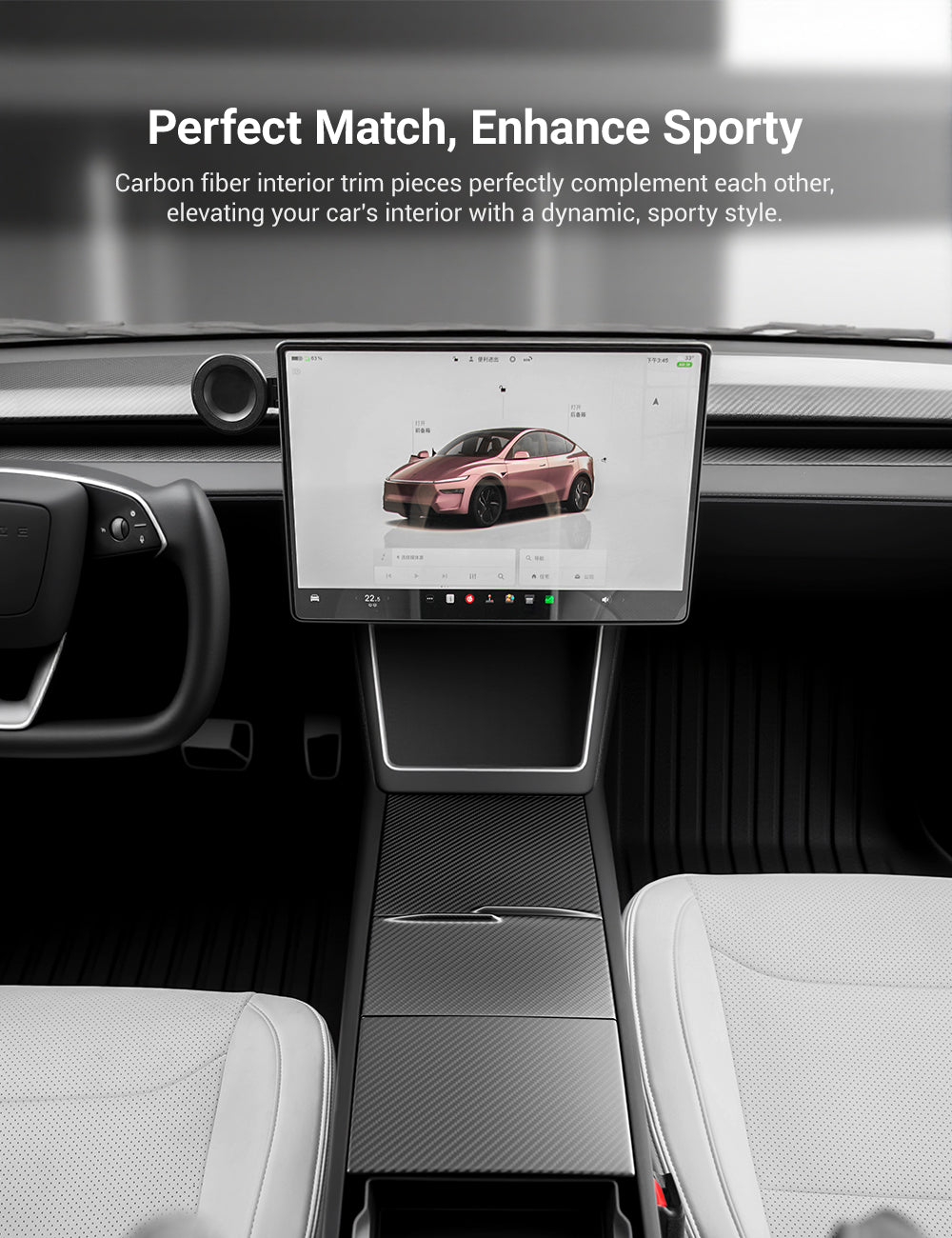 Dry Carbon Fiber Center Console Cover For Tesla Model Y Juniper / Model 3 Highland - Tesery Official Store