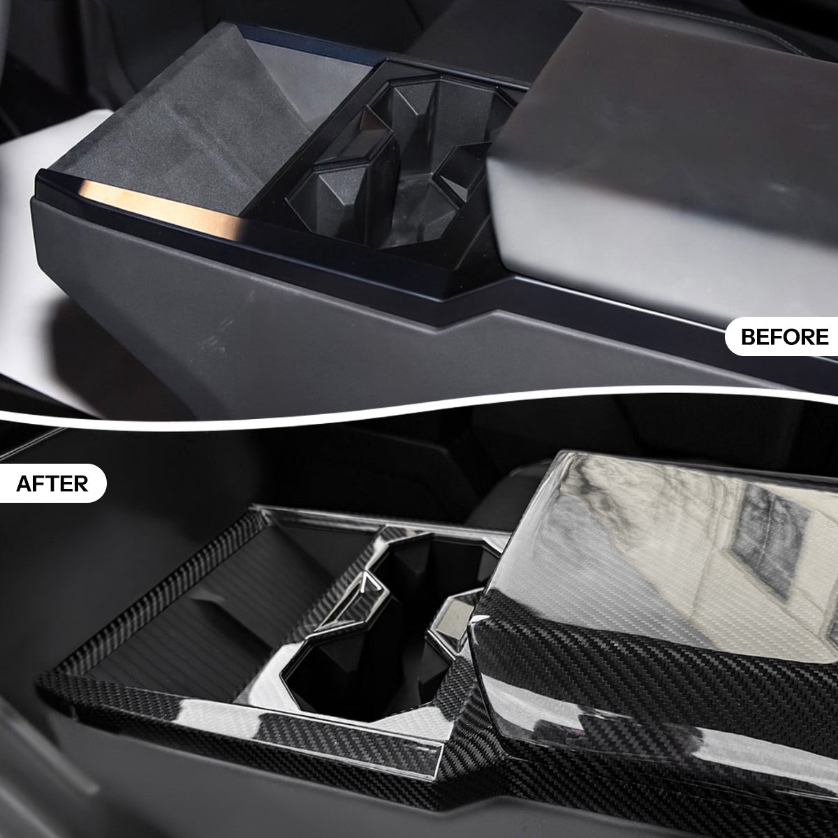 Dry Carbon Fiber Center Console Cup Holder for Cybertruck - Tesery Official Store