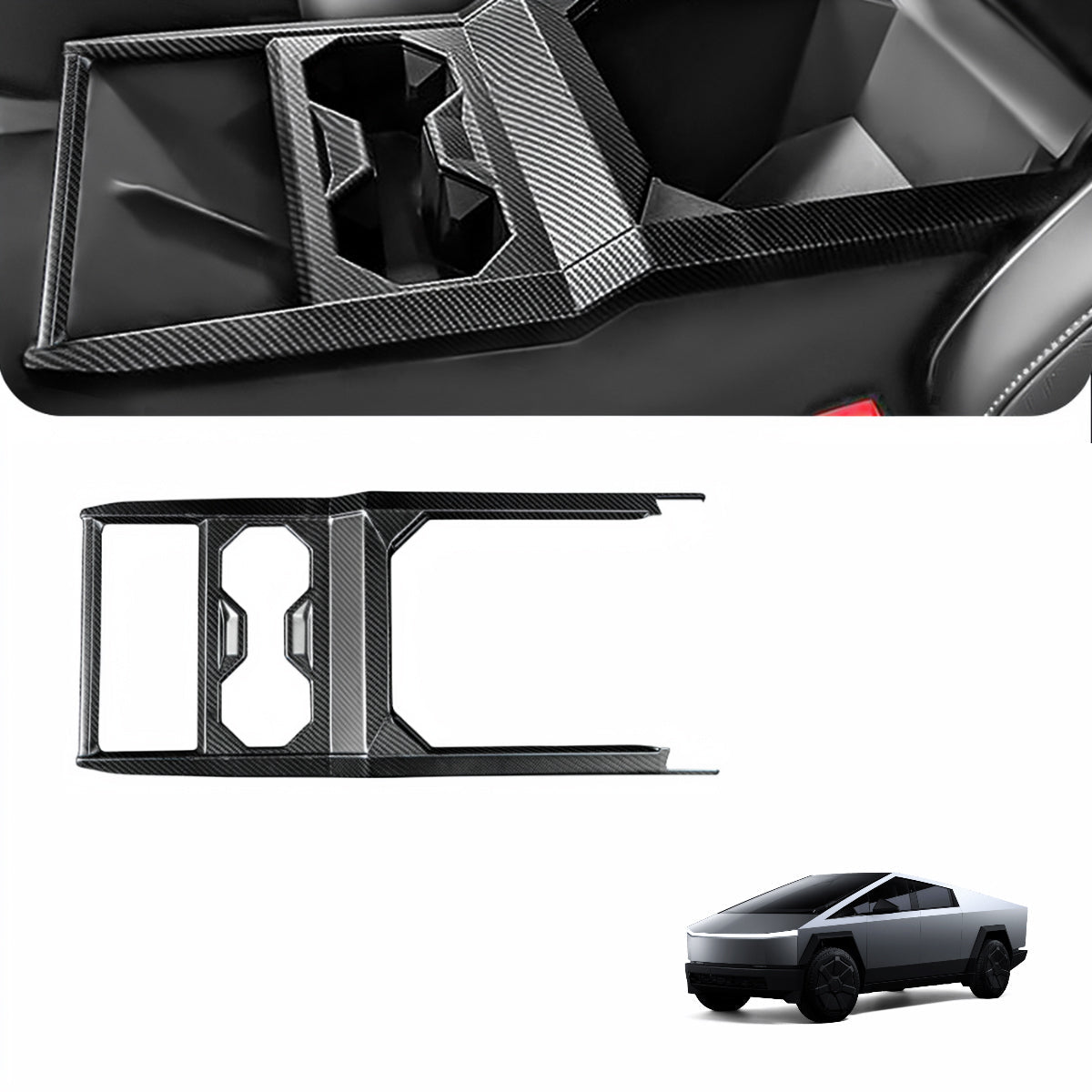 Dry Carbon Fiber Center Console Cup Holder for Cybertruck - Tesery Official Store