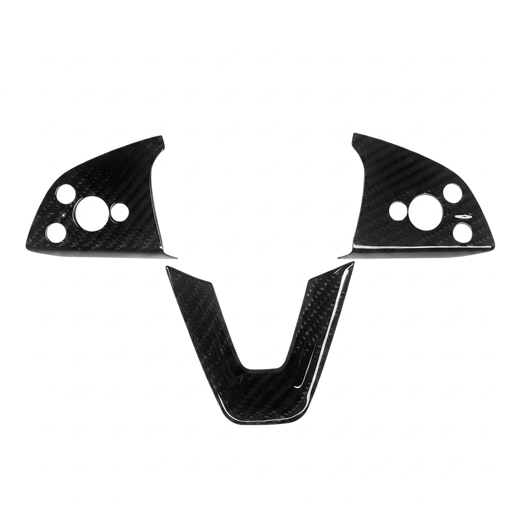 Dry Carbon Fiber Steering Wheel Trim Cover for Model 3 Highland / Model Y Juniper (3 Pieces) - Tesery Official Store