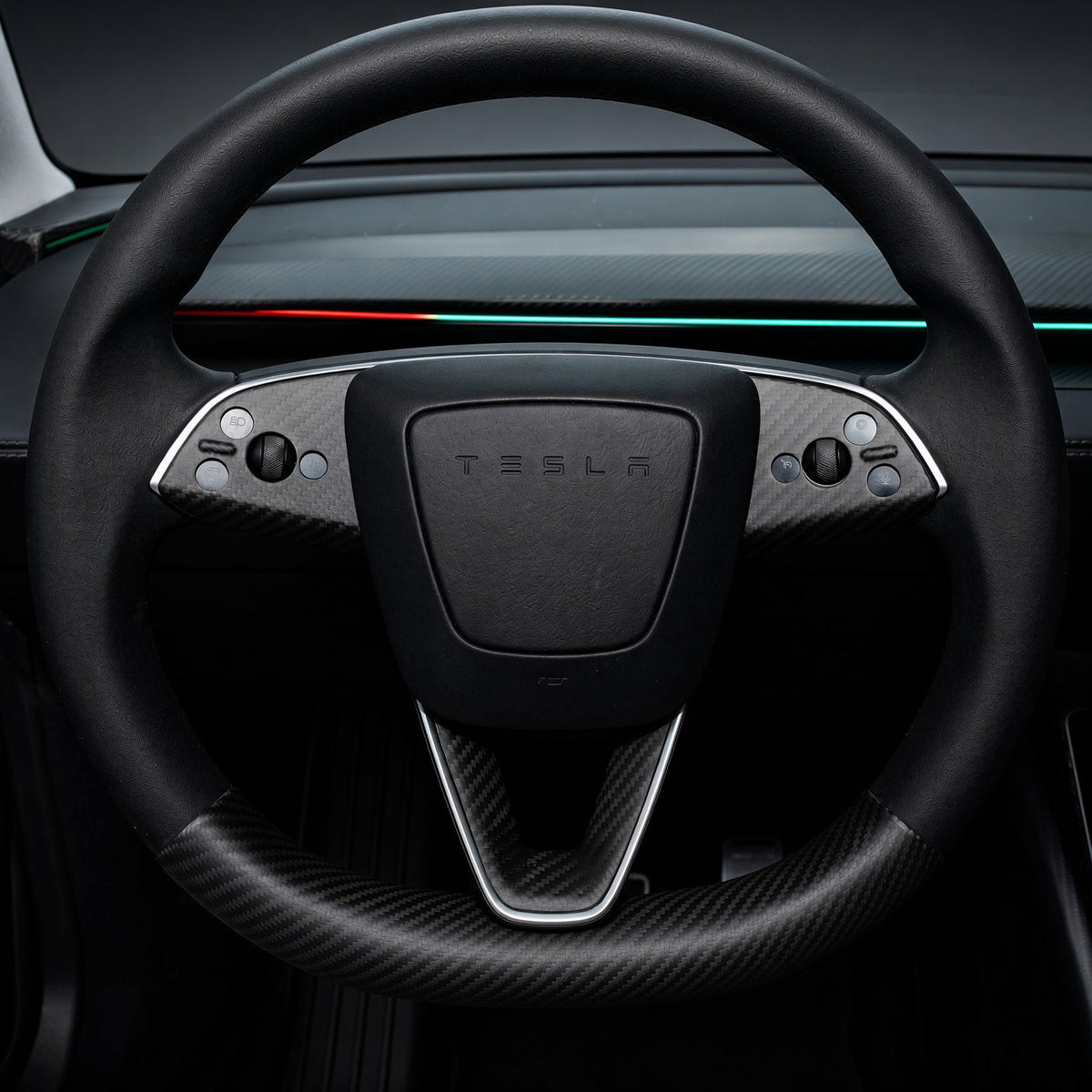 Dry Carbon Fiber Steering Wheel Trim Cover Kit for Model Y Juniper Premium / Model Y Standard / Model YL - Tesery Official Store