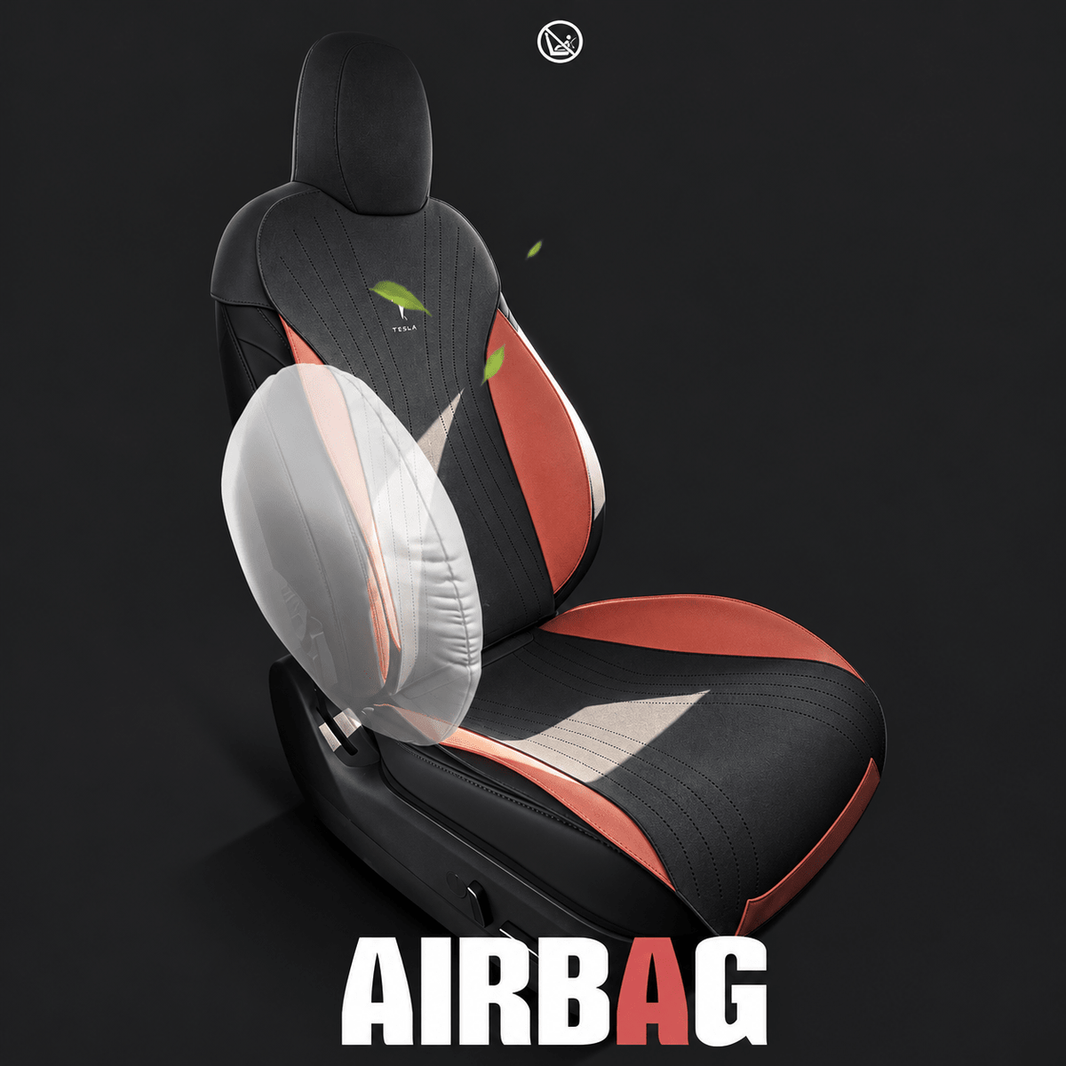 Flash Sale: Suede Seat Covers for Tesla Model Y Juniper (2025.3–Present) | Black and Orange - Tesery Official Store