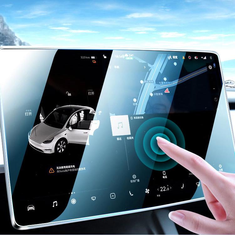 Screen For Models Tesla Model Y Juniper / 3 Highland Front & Rear Display Tempered Glass ...