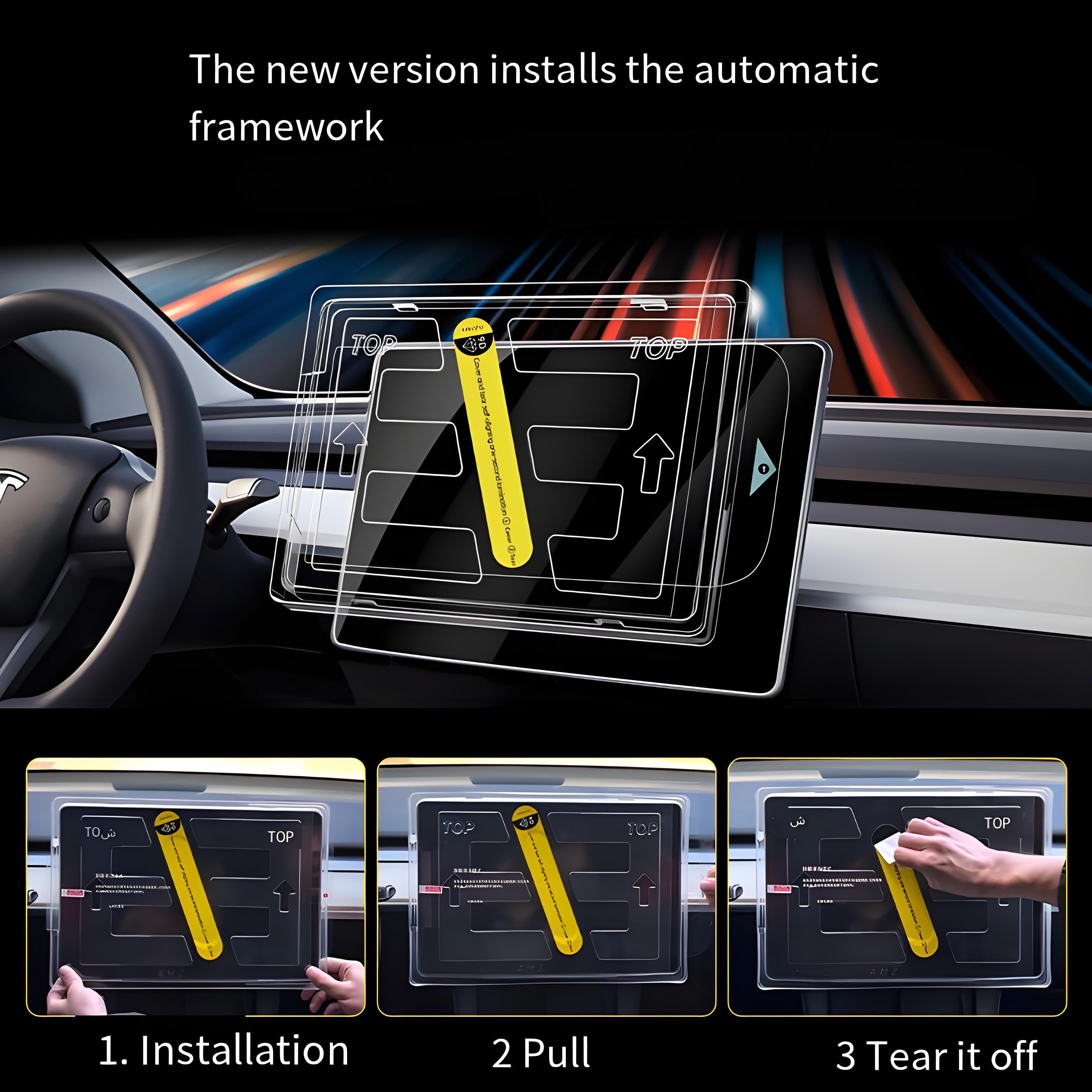 Screen For Models Tesla Model Y Juniper / 3 Highland Front & Rear Display Tempered Glass ...