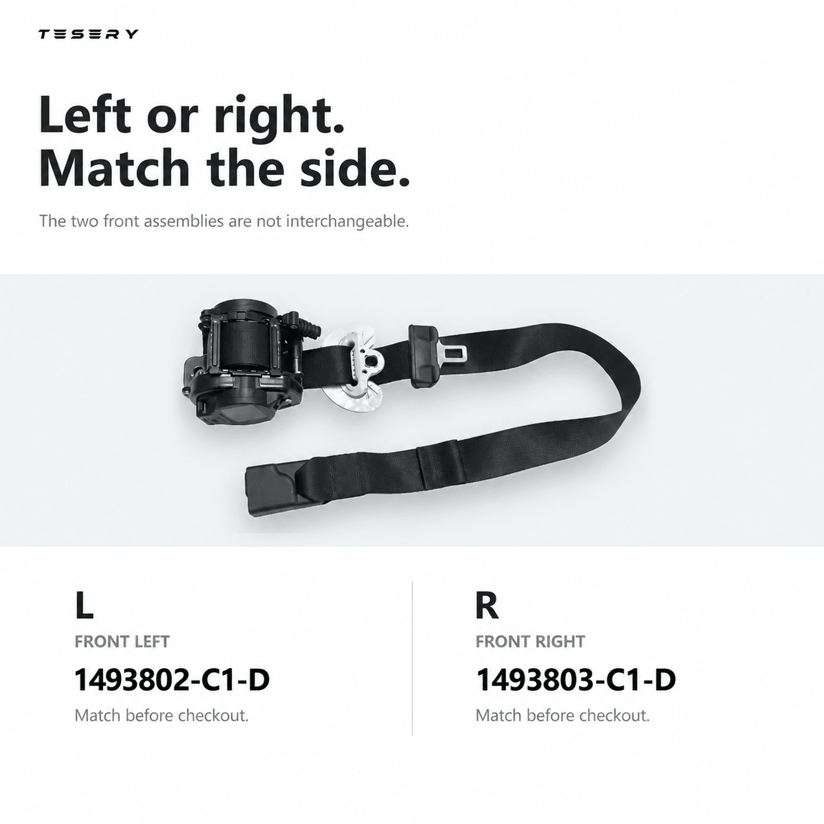 Front Seat Belt Assembly for Model Y (1493802-C1-D / 1493803-C1-D) - Tesery Official Store