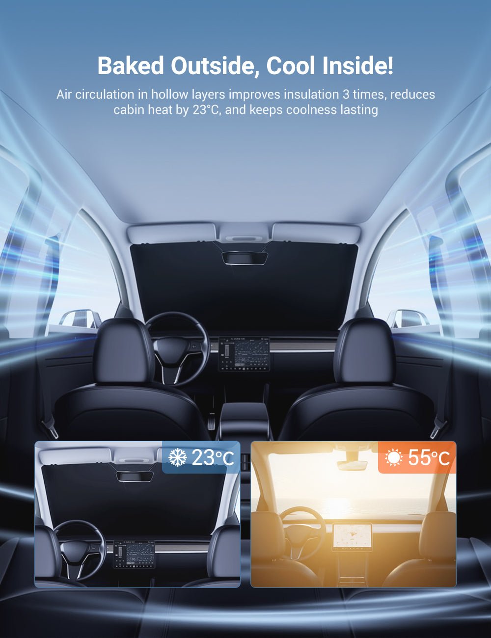 Coleya Parasole per Parabrezza Compatibile con Tesla Model 3/Highland 2018-2025 Tesla Model Y 2021-2025, Copertura Parasole per Parabrezza Anteriore, Protezione Solare, Ripiegabile, Protezione UV Coleya Parasole per Parabrezza Compatibile con Tesla Model 3/Highland 2018-2025 Tesla Model Y 2021-2025, Copertura Parasole per Parabrezza Anteriore, Protezione Solare, Ripiegabile, Protezione UV