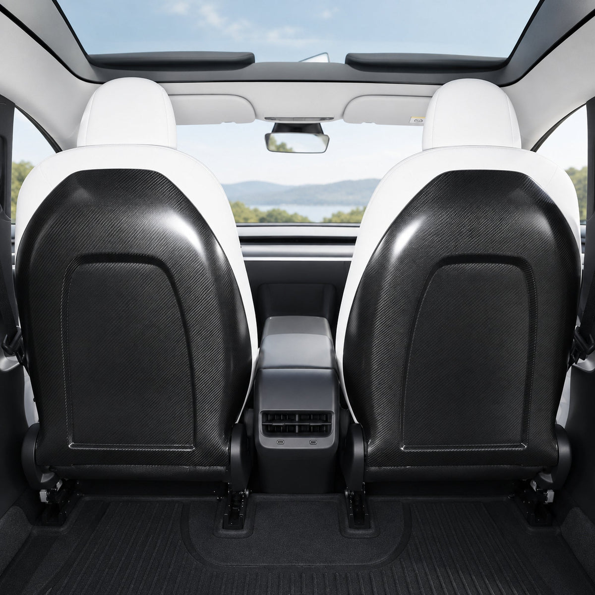 Full Back Seat Replacement for Model 3 / Y - Carbon Fiber Interior Mods - Tesery Official Store