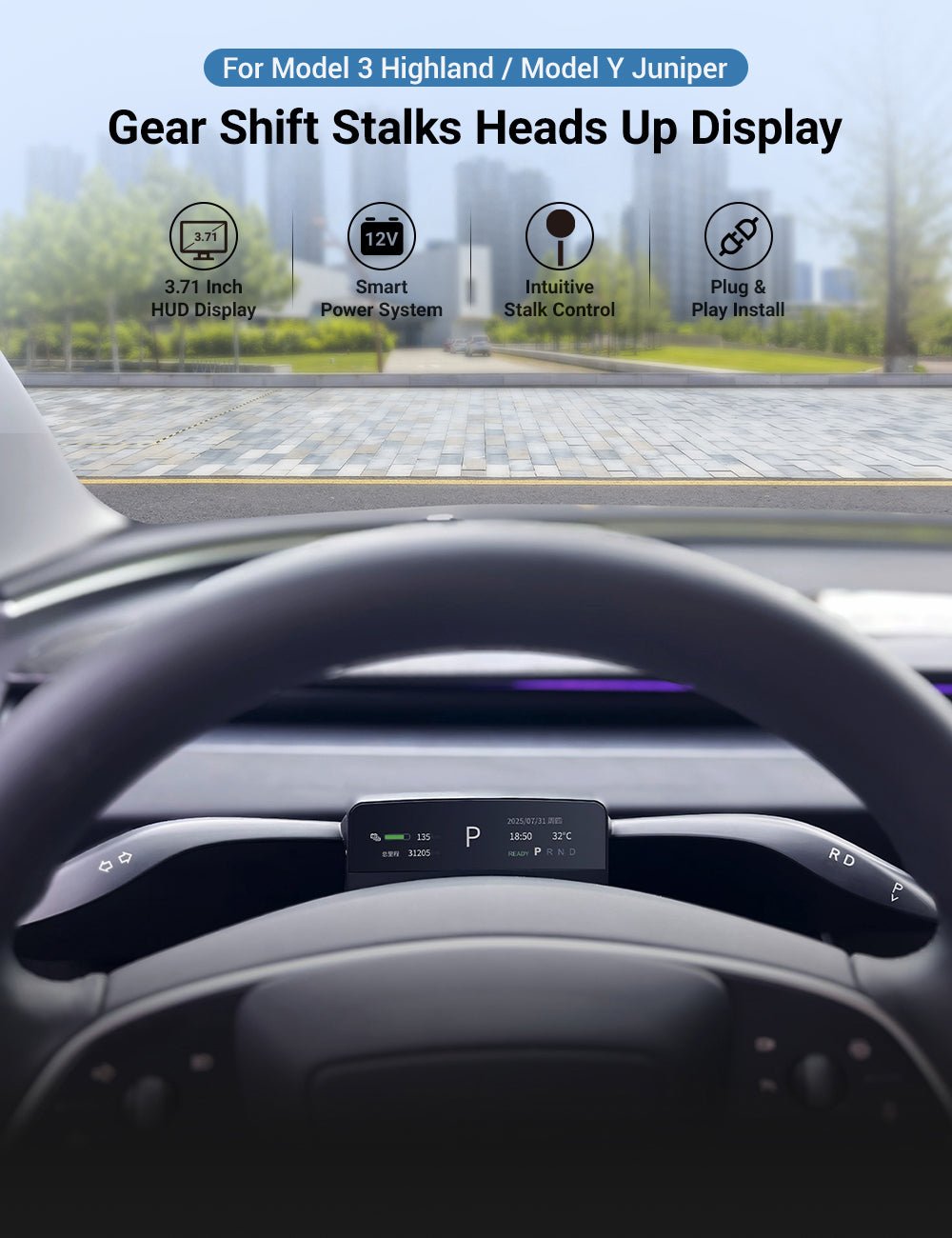 Gear Shift Stalks Heads Up Display for Model 3 Highland / Model Y Juniper - Tesery Official Store