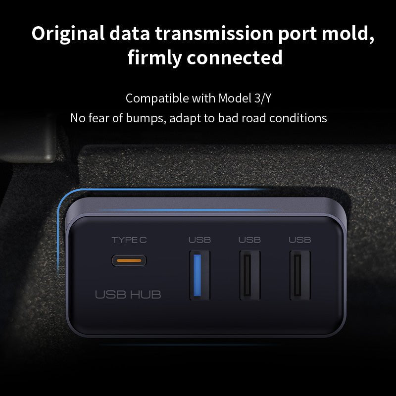 Glove Box USB Hub for Model 3/Y 2021.11+ | Dedicated Dashcam Port | Type-C | Compact - Tesery Official Store