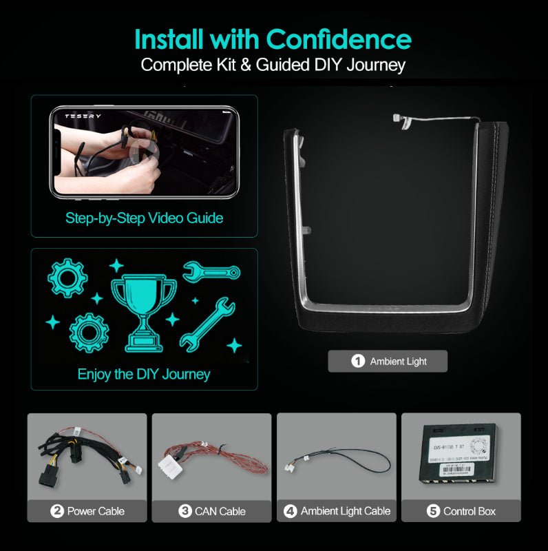 Laser - Carved Ambient Light for Model Y Juniper Wireless Charging Port - Tesery Official Store