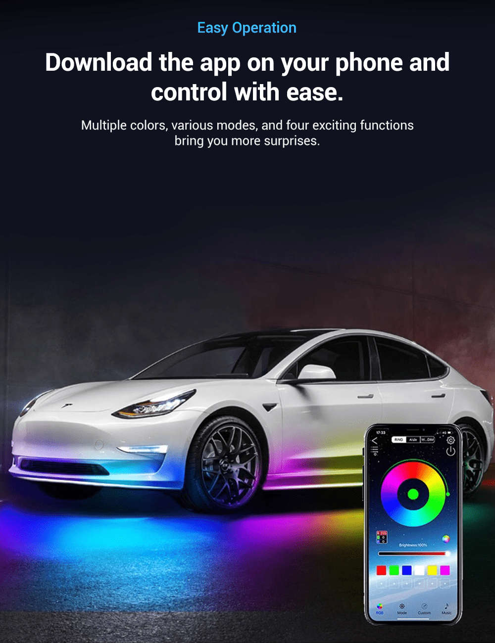 LED Chassis Ambient Lights for Tesla Model 3/Y | Premium Lighting