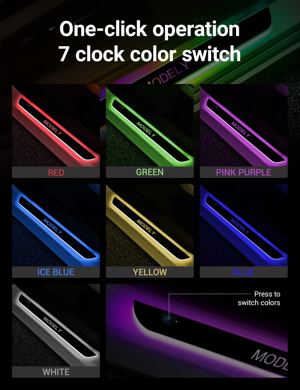 LED Colorful Lights Door Sills for Tesla Model Y/3/S/X
