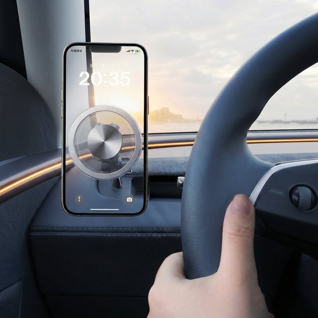 Magnetic Left Dashboard Phone Holder for Model Y Juniper & Model 3 Highland (LHD) - Tesery Official Store