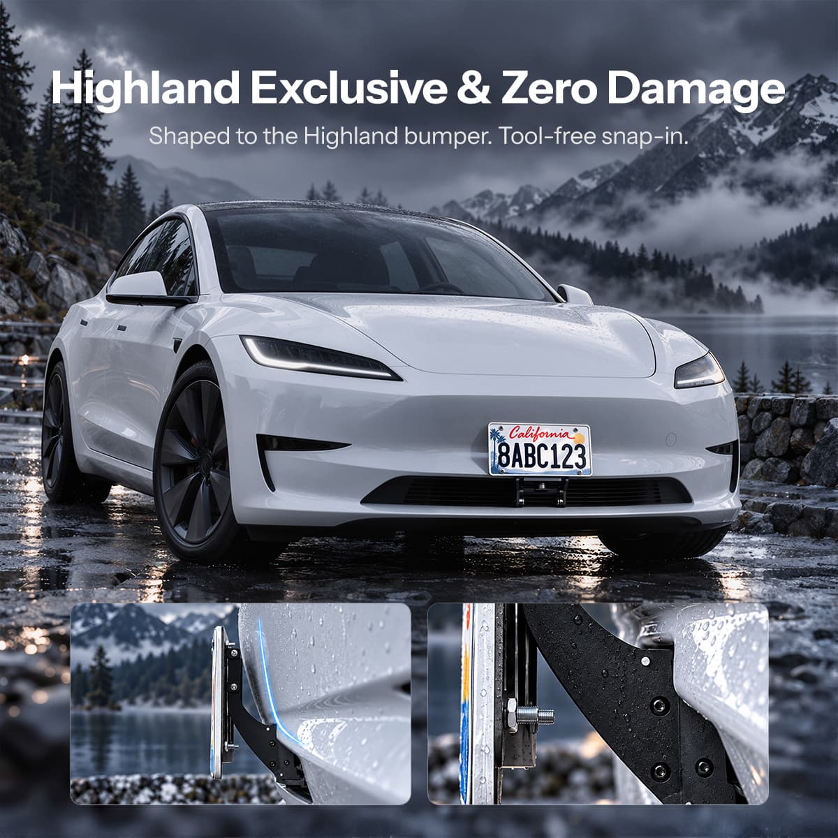 Model 3 Highland US Standard License Plate Holder | Aluminum Bracket - Tesery Official Store