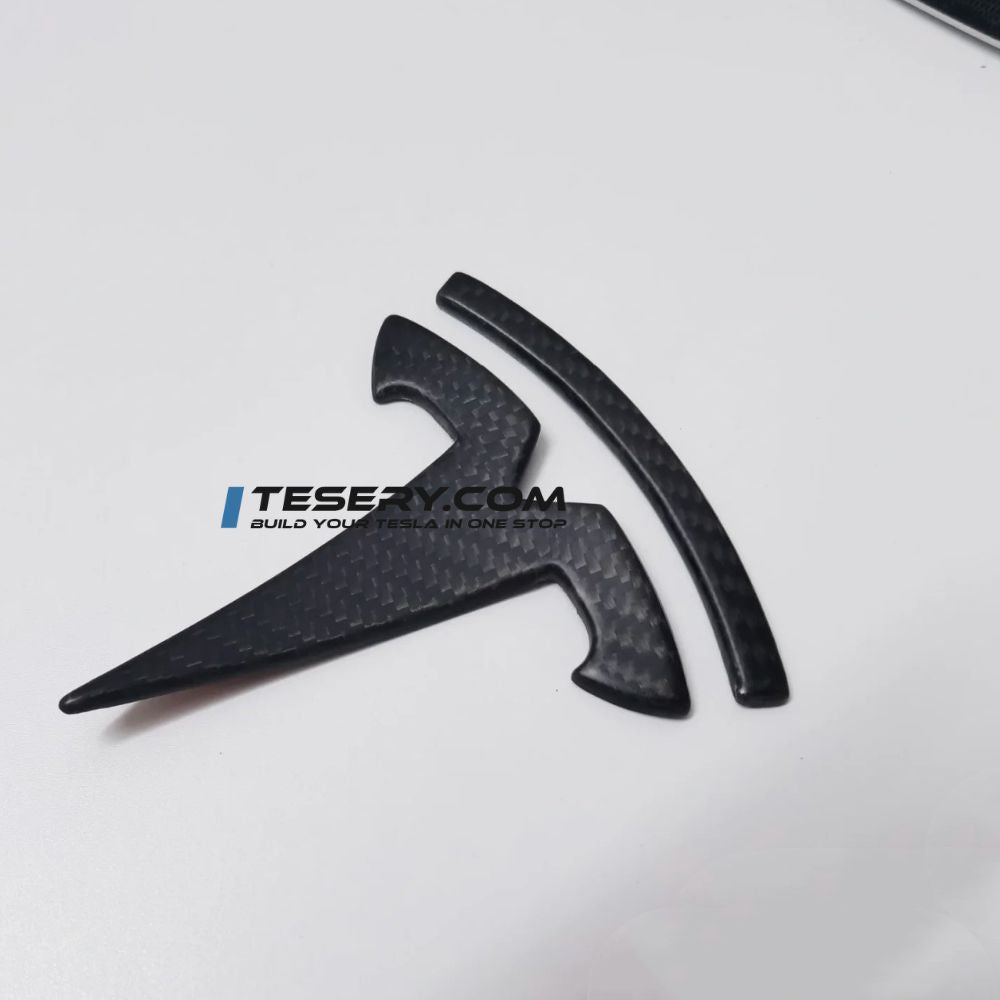 Model 3 / Y T Logo Overlay Front & Rear - Real Carbon Fiber Exterior - Tesery Official Store