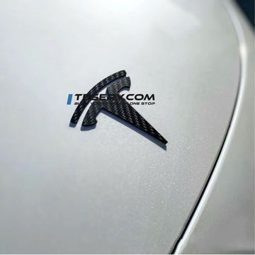 Modelo 3 / Y T Logo Overlay Front & Rear - Real de fibra de carbono Exterior