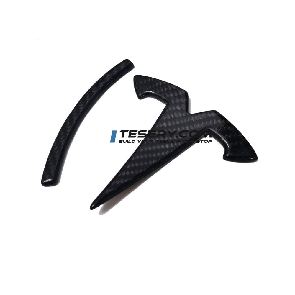 Model 3 / Y T Logo Overlay Front & Rear - Real Carbon Fiber Exterior - Tesery Official Store