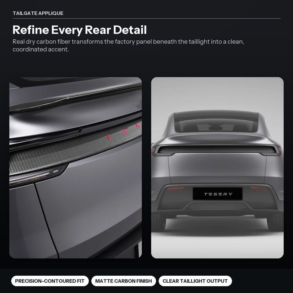Model Y Juniper Dry Carbon Fiber Rear Exterior Accessories Kit (3-Piece) - Tesery Official Store
