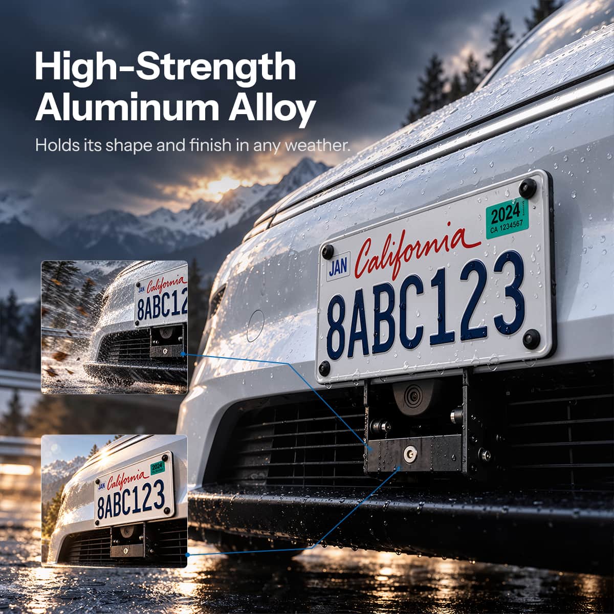 High-strength weather-resistant aluminum alloy Model Y Juniper front plate holder