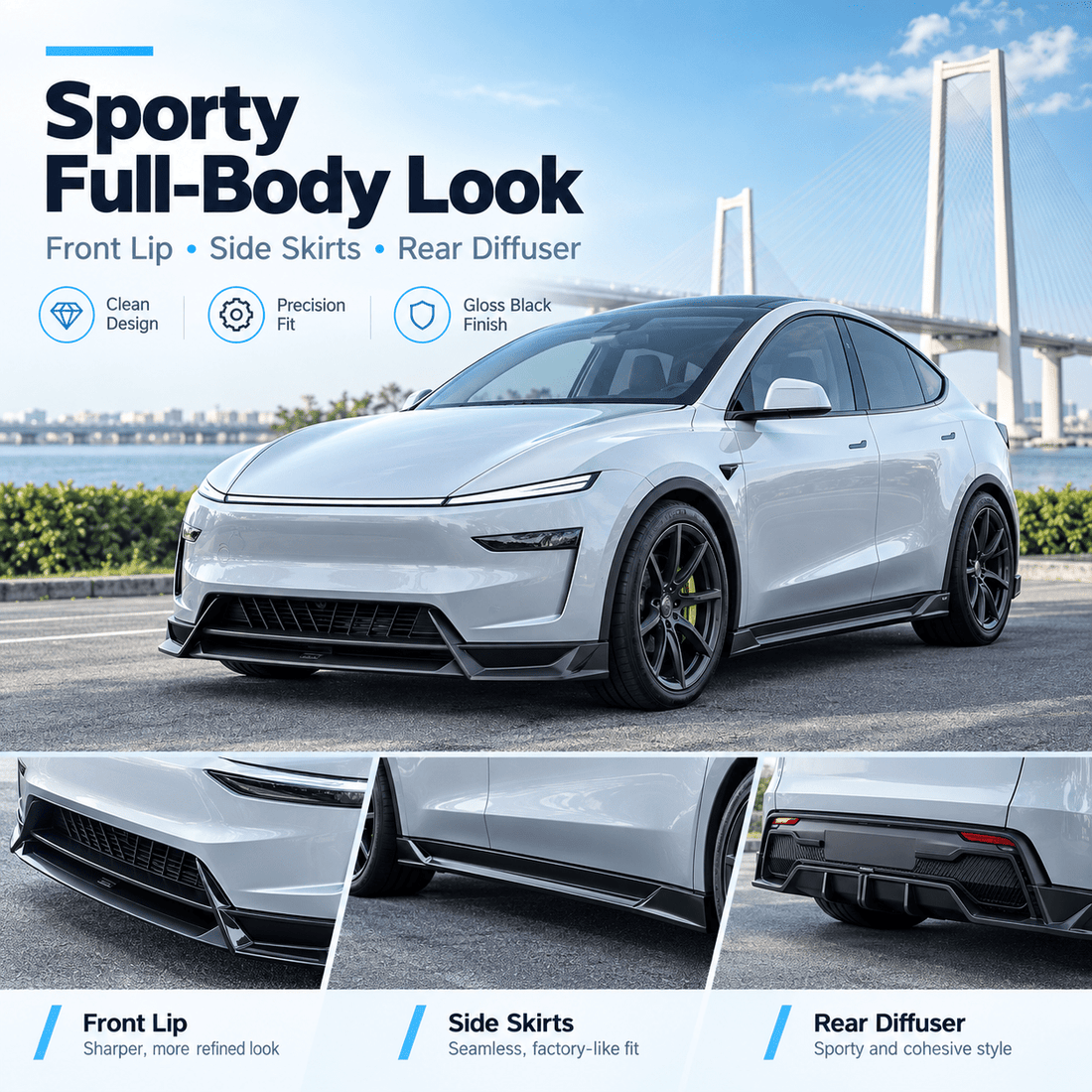 Model Y Juniper Premium & YL Body Kit – Front Lip, Side Skirts & Rear Diffuser - Tesery Official Store