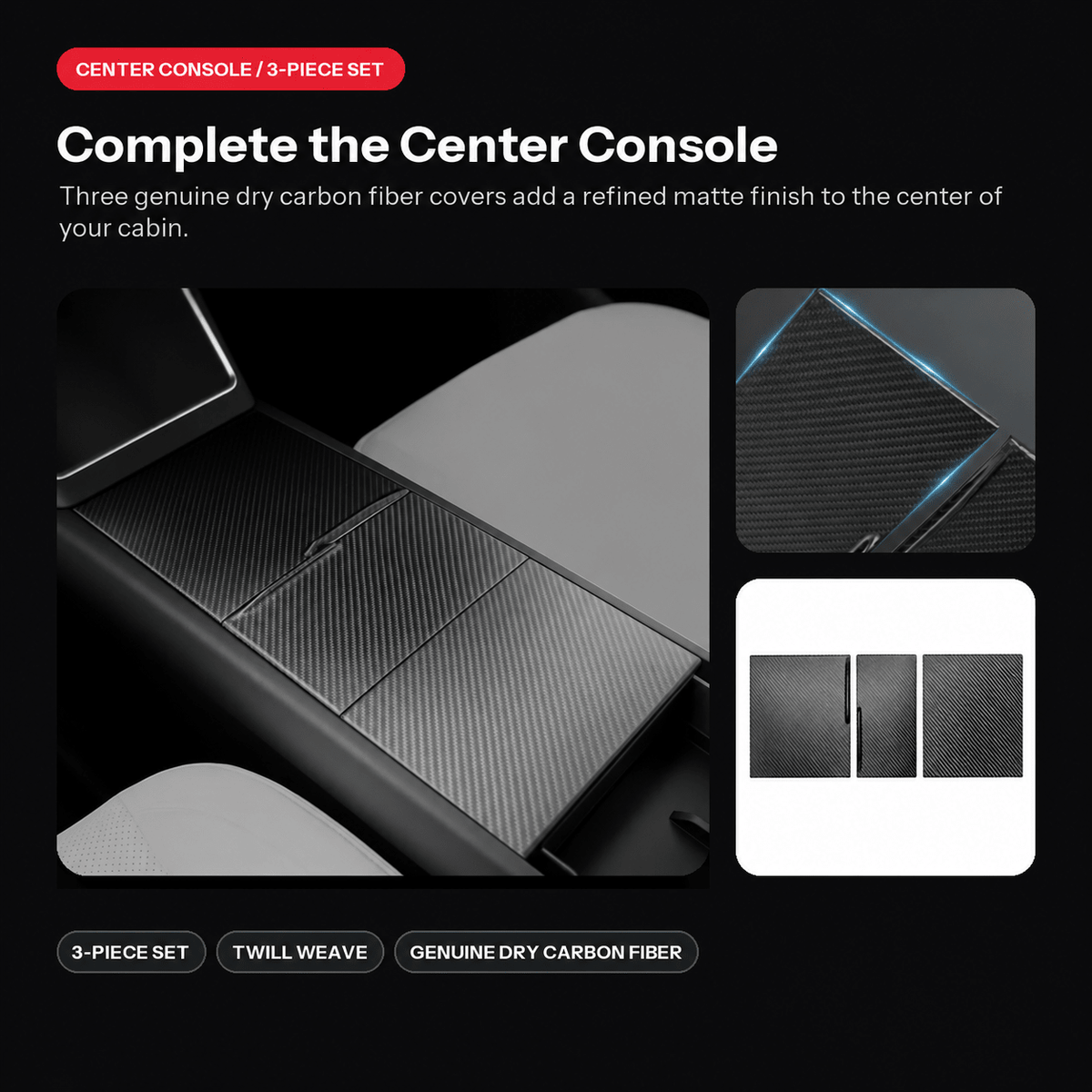 Model Y Juniper Real Dry Carbon Fiber Dashboard & Interior Trim Kit (10-Piece) - Tesery Official Store