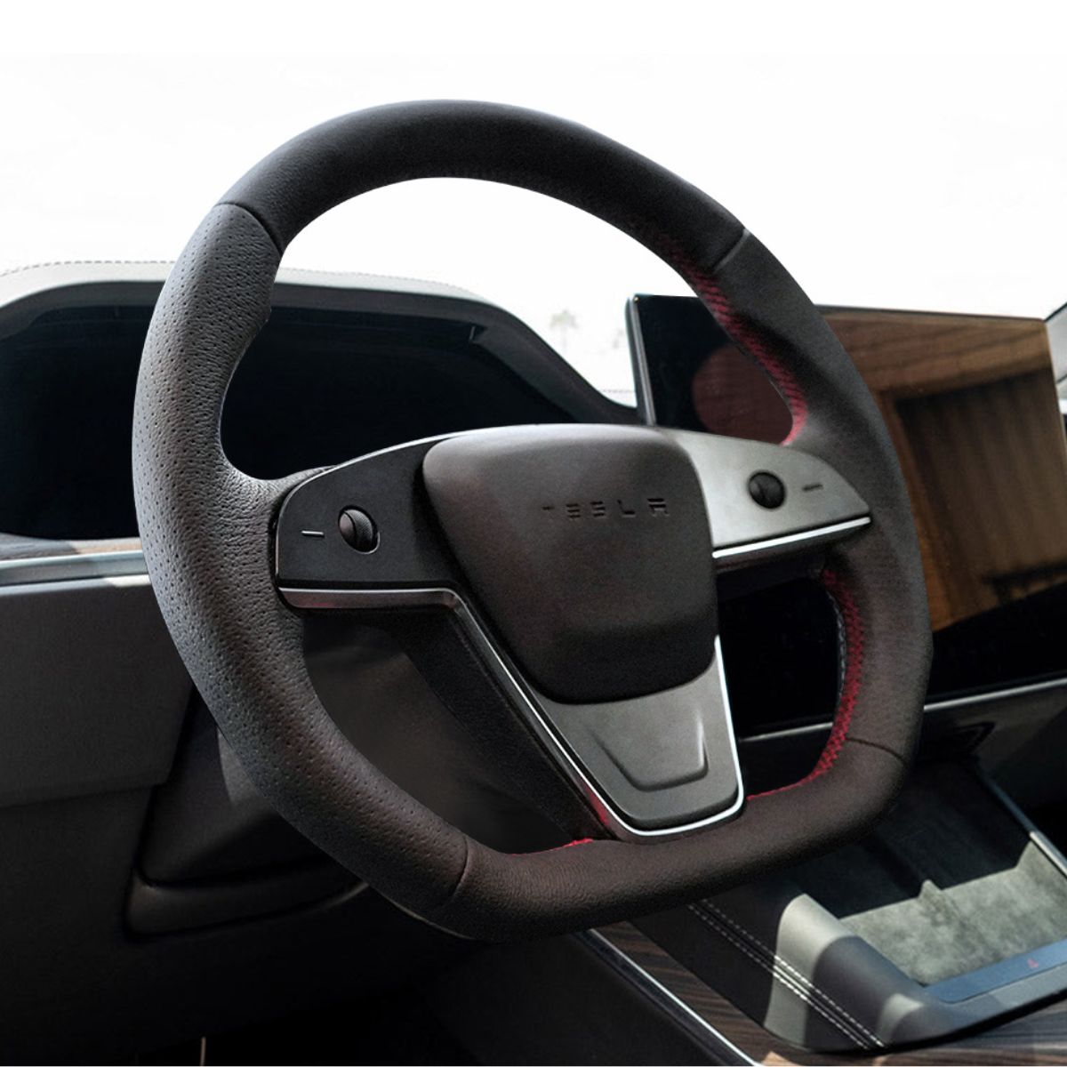 テスラ モデルS / X 2021-2023用ラウンドステアリングホイール