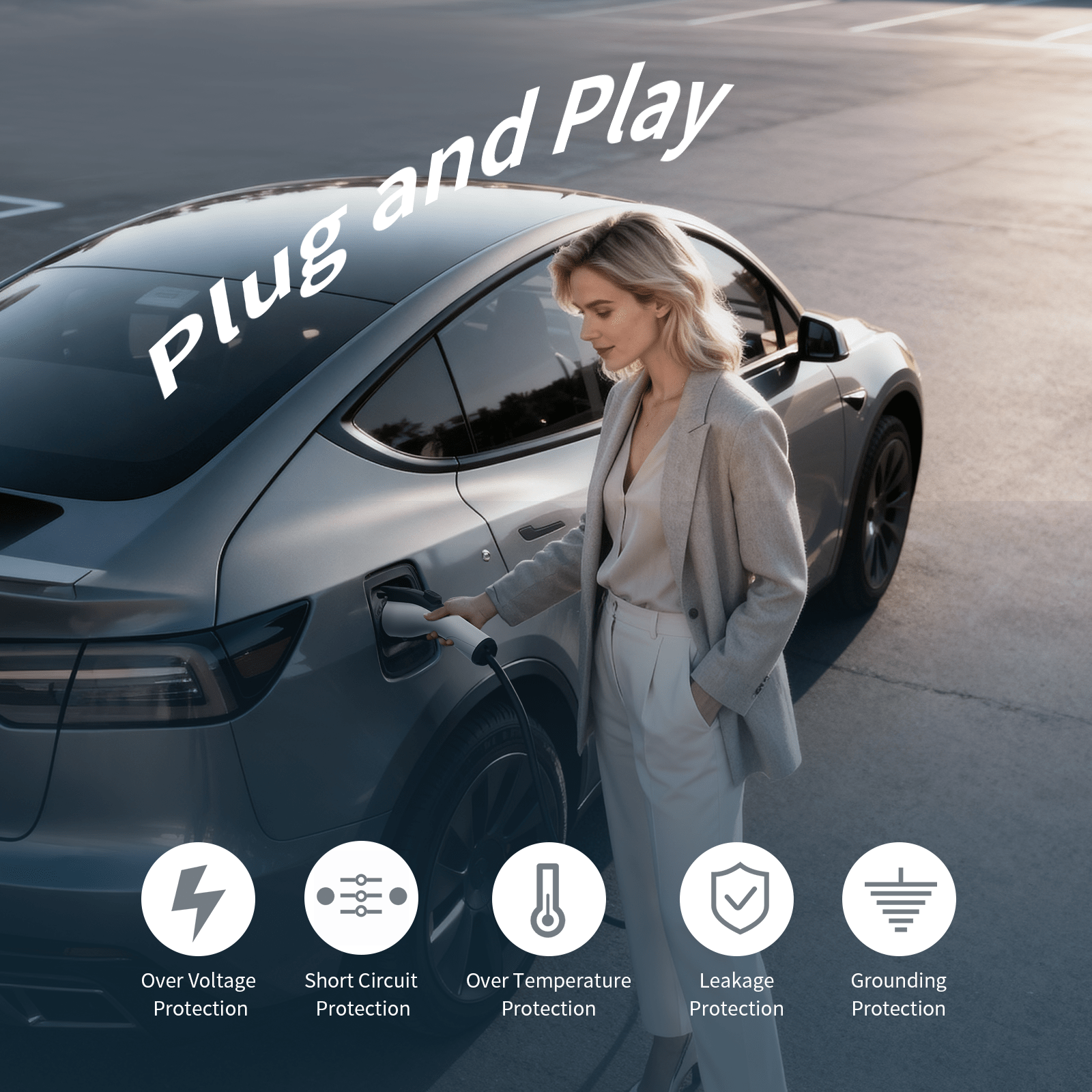 Portable EV Charger | 3.5KW AC | APP Control Wallbox - Tesery Official Store