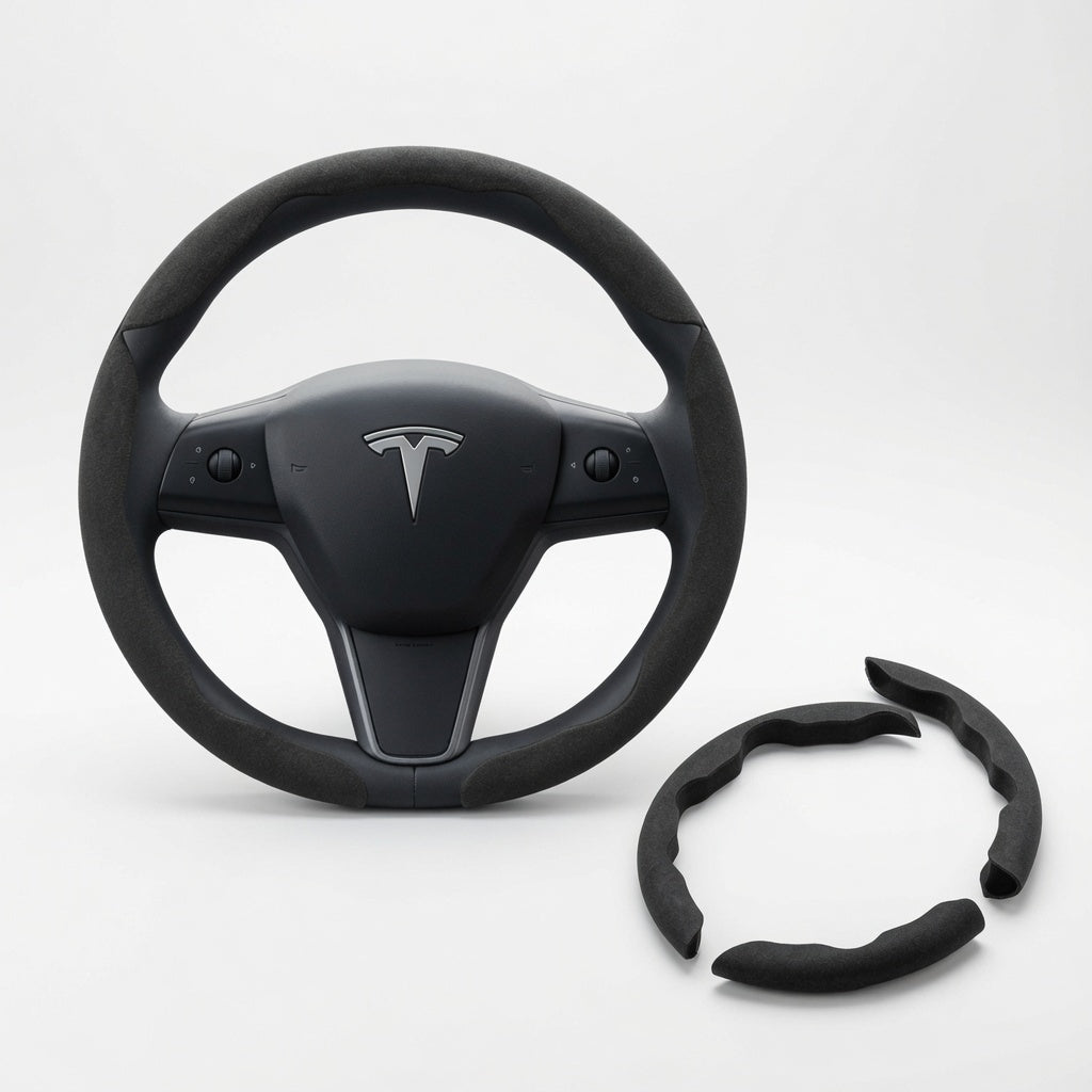 Premium Alcantara Anti-Slip Steering Wheel Cover for Model Y / Model 3 (3-Piece Set) - Tesery Official Store