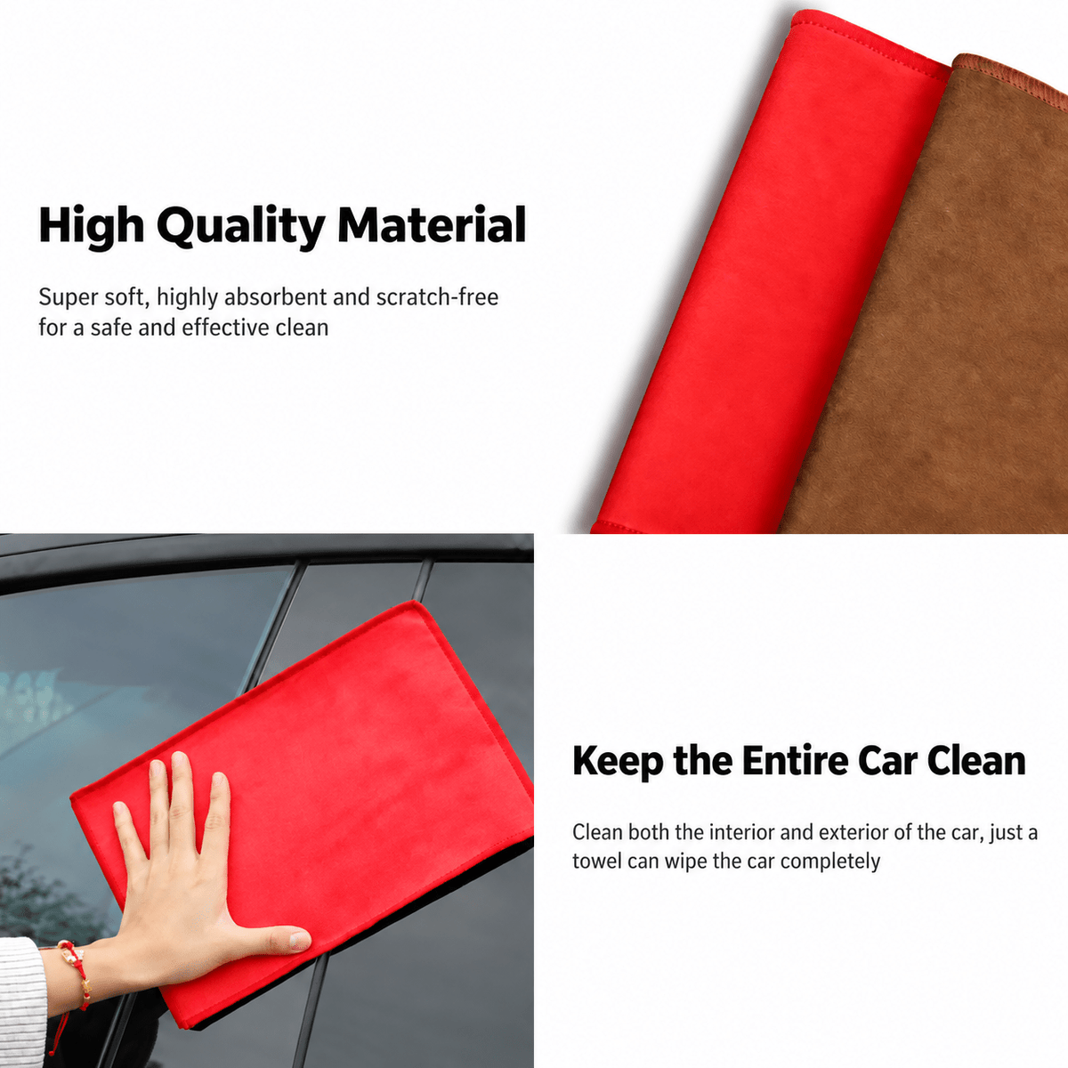 Premium Dual-Sided Microfiber Towel | 8x Absorbent | Coral Velvet + Suede | 28×20cm - Tesery Official Store