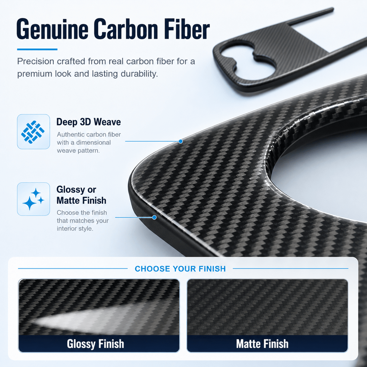 Real Carbon Fiber Center Console Cup Holder Cover Trim for Model Y Standard 2026+ - Tesery Official Store