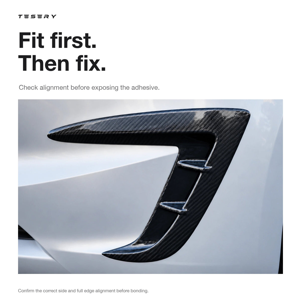 Real Carbon Fiber Front Intake Air Blades Trim for Model 3 Highland Performance 2024+ - Tesery Official Store
