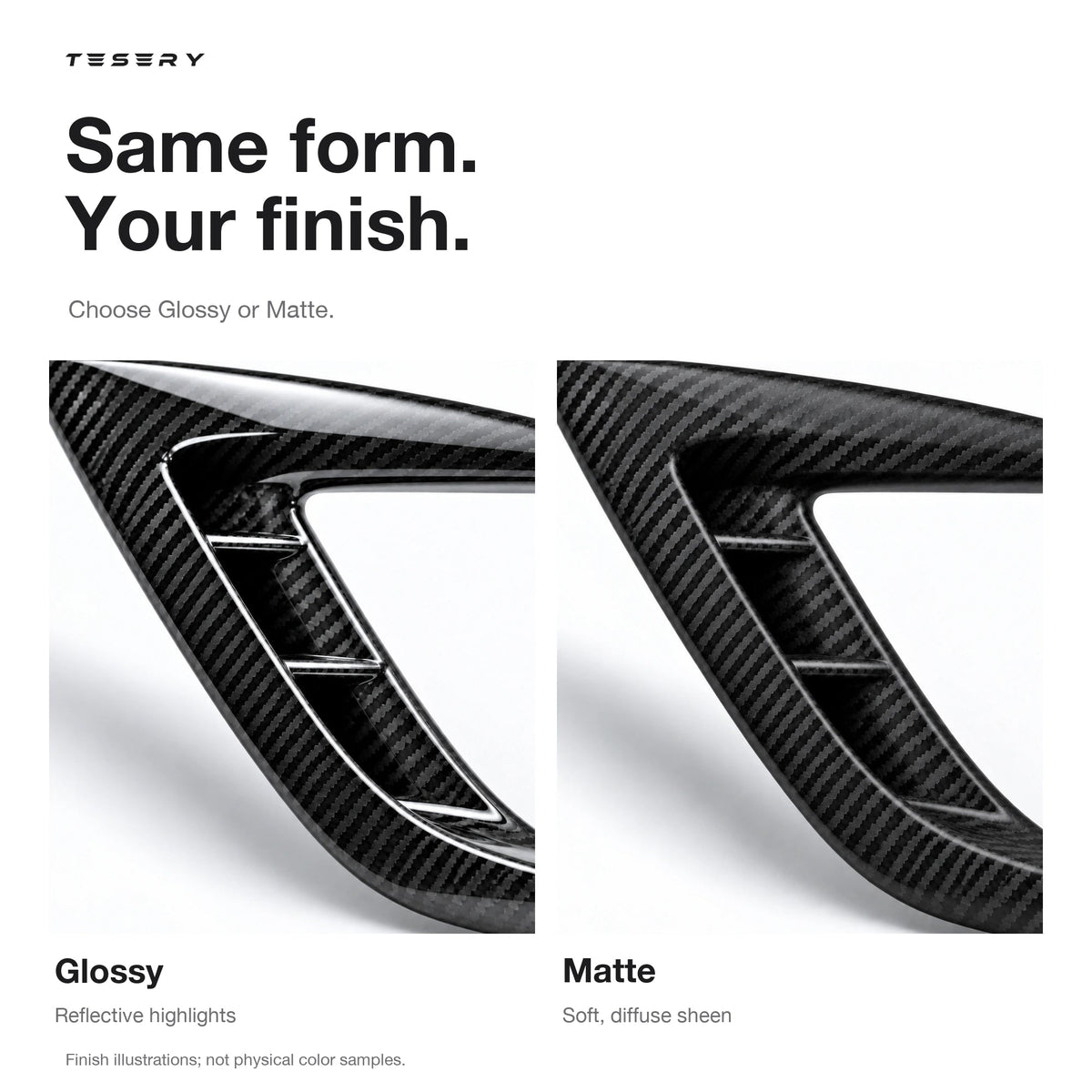 Real Carbon Fiber Front Intake Air Blades Trim for Model 3 Highland Performance 2024+ - Tesery Official Store