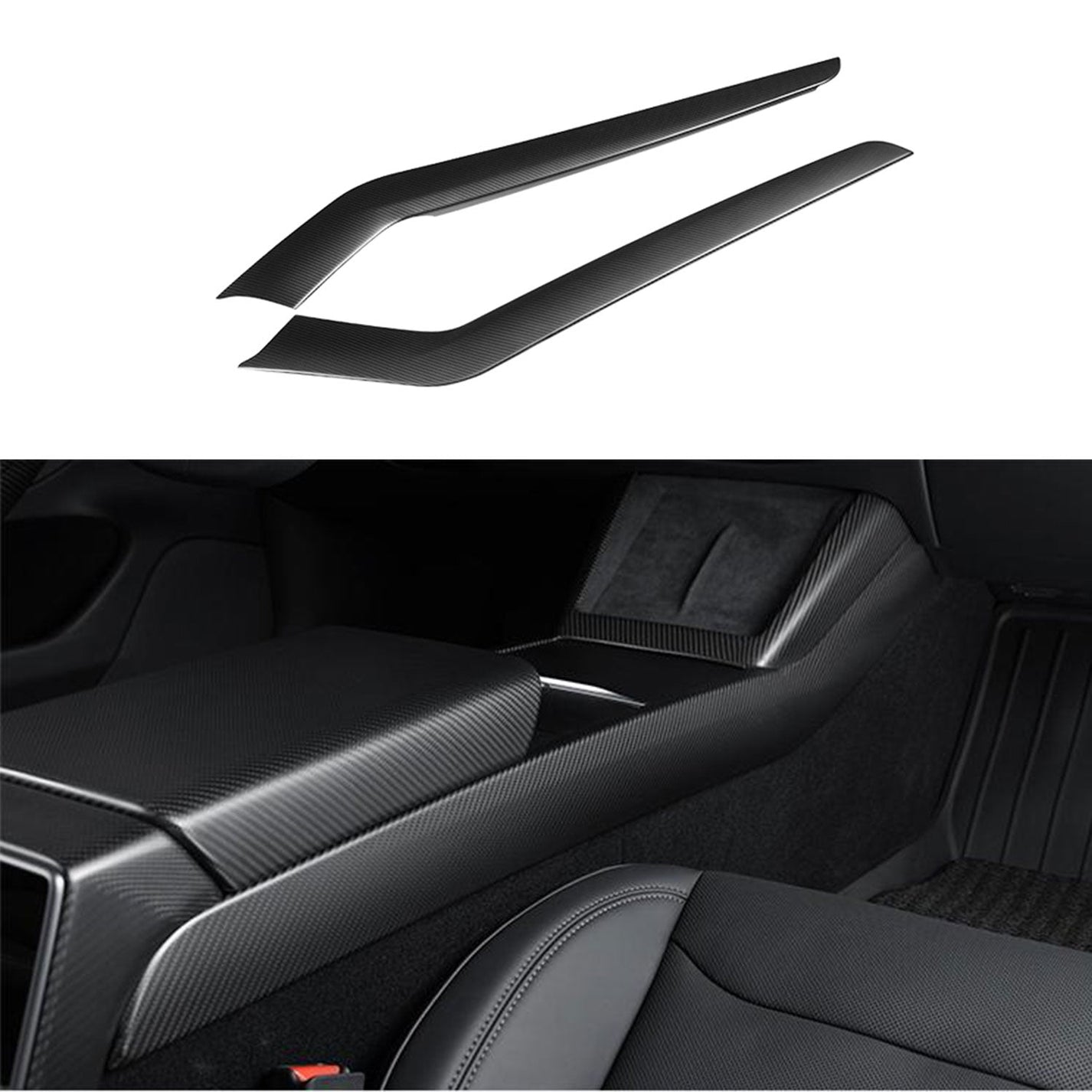 Real Dry Carbon Fiber Upper Door Trim Panel Overlay for Model 3 Highland / Model Y Juniper