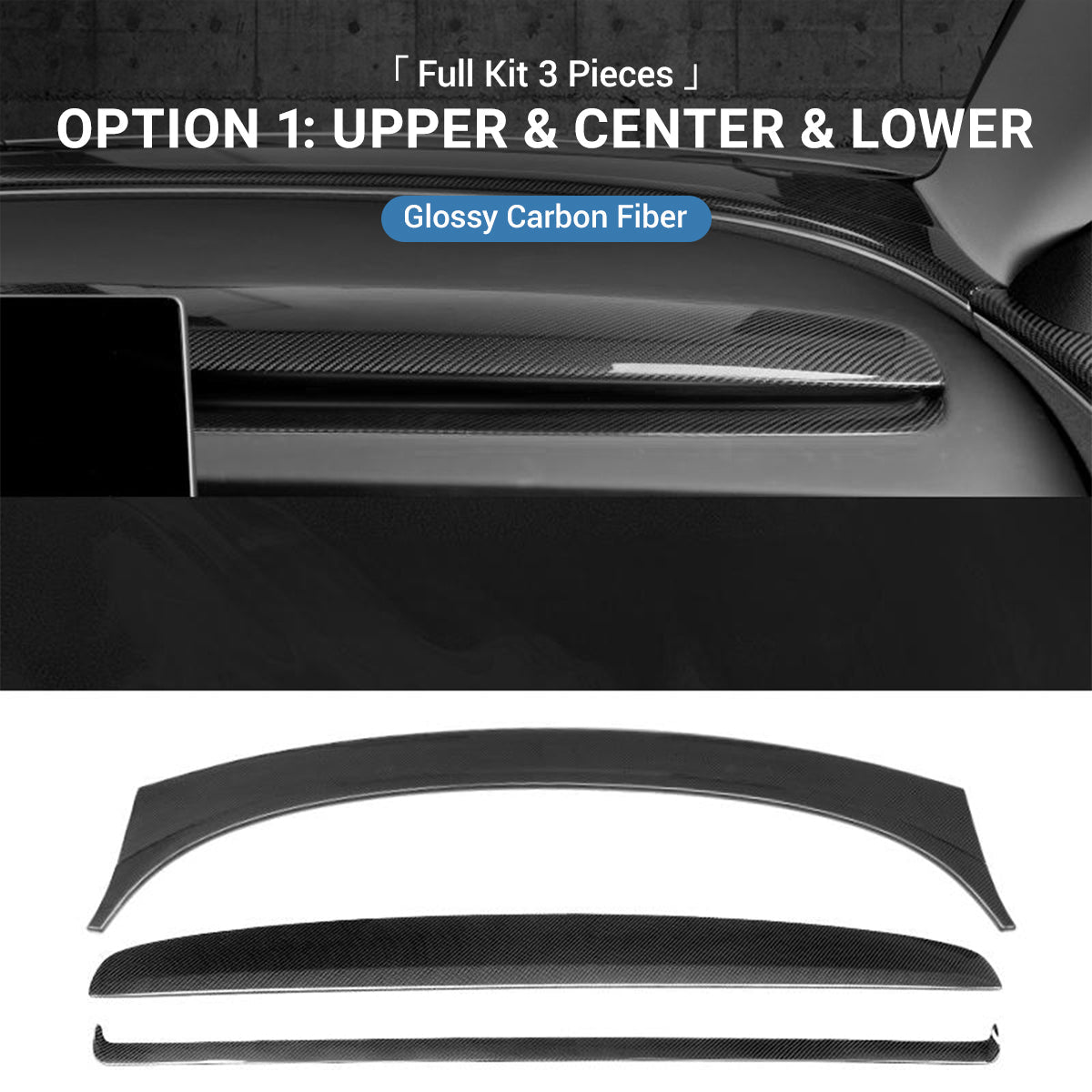 Real Dry Carbon Fiber Dashboard Cover Overlay for Model 3 Highland & Model Y Juniper - Tesery Official Store