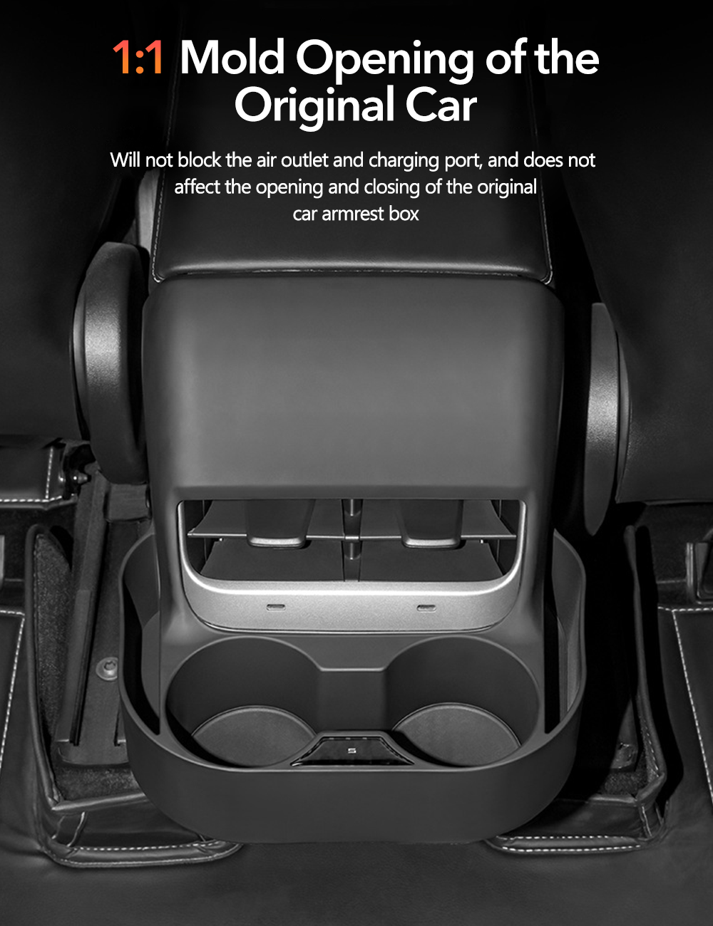 Rear air vent cup storage box For Tesla Model 3/Y