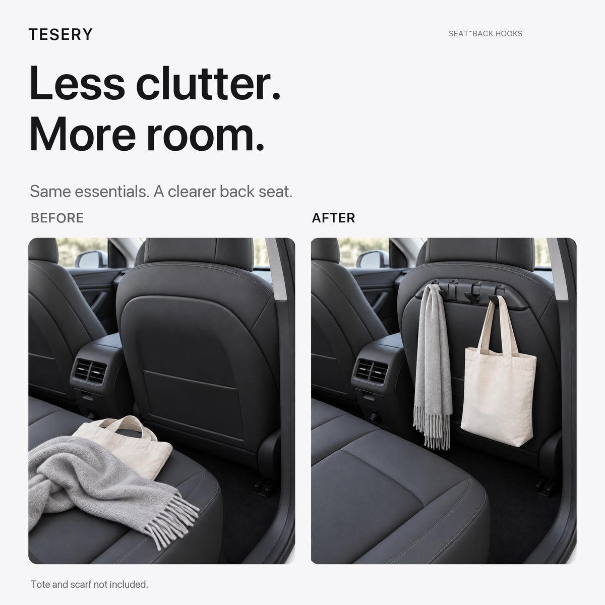 Rear Seat Back Hooks & Organizer for Tesla Model 3/Y | TESERY - Tesery Official Store