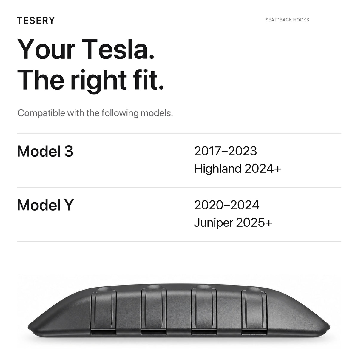 Rear Seat Back Hooks & Organizer for Tesla Model 3/Y | TESERY - Tesery Official Store