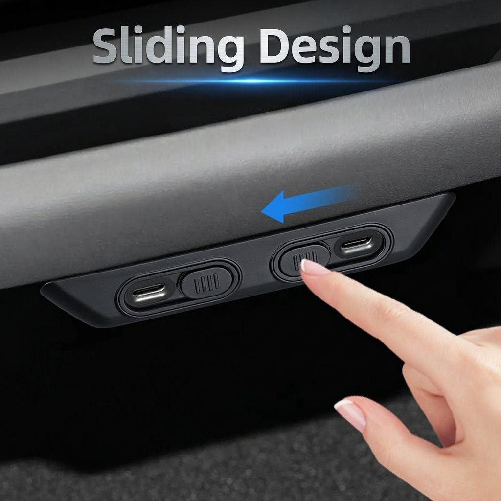 Rear USB Charging Port Sliding Protector for Model Y Juniper & Model 3 ...