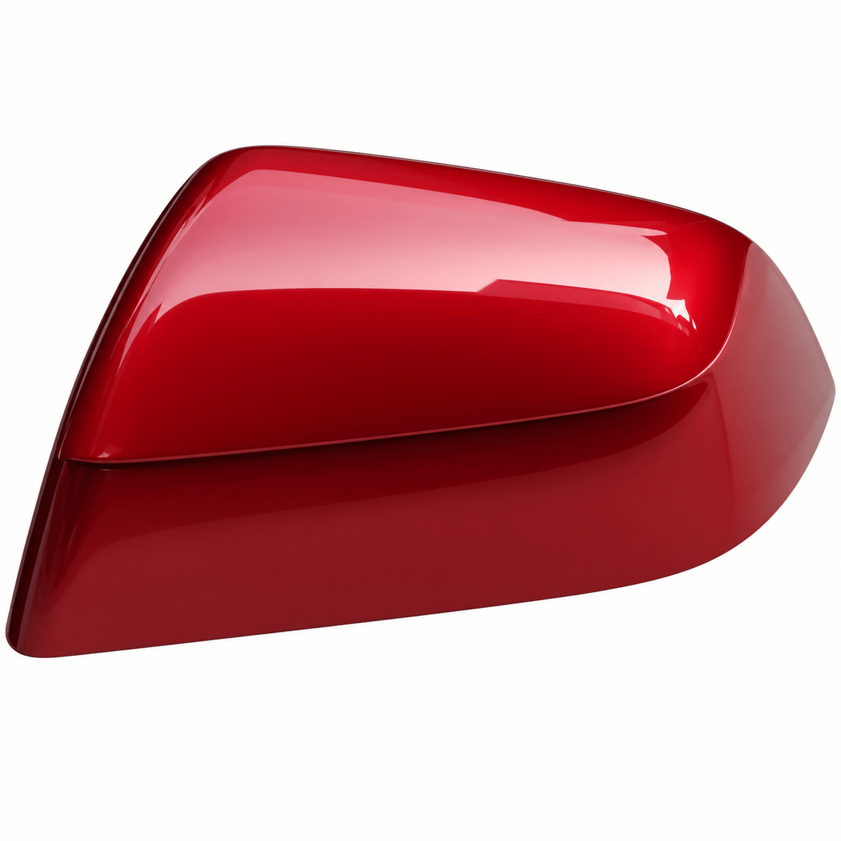 Glossy red mirror cover shell shown from the painted exterior.