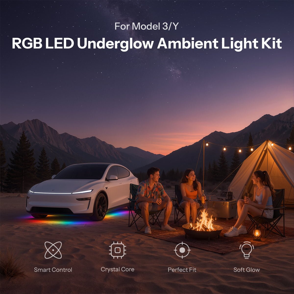 RGB Underglow LED Chassis Ambient Lighting Kit for Model Y Juniper / Model 3 Highland - Tesery Official Store