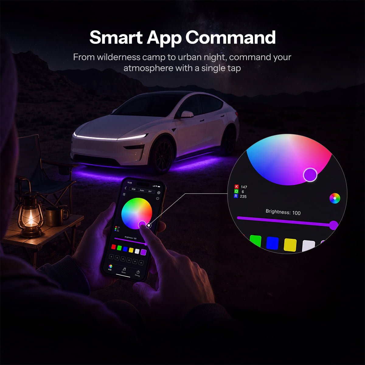 RGB Underglow LED Chassis Ambient Lighting Kit for Model Y Juniper / Model 3 Highland - Tesery Official Store