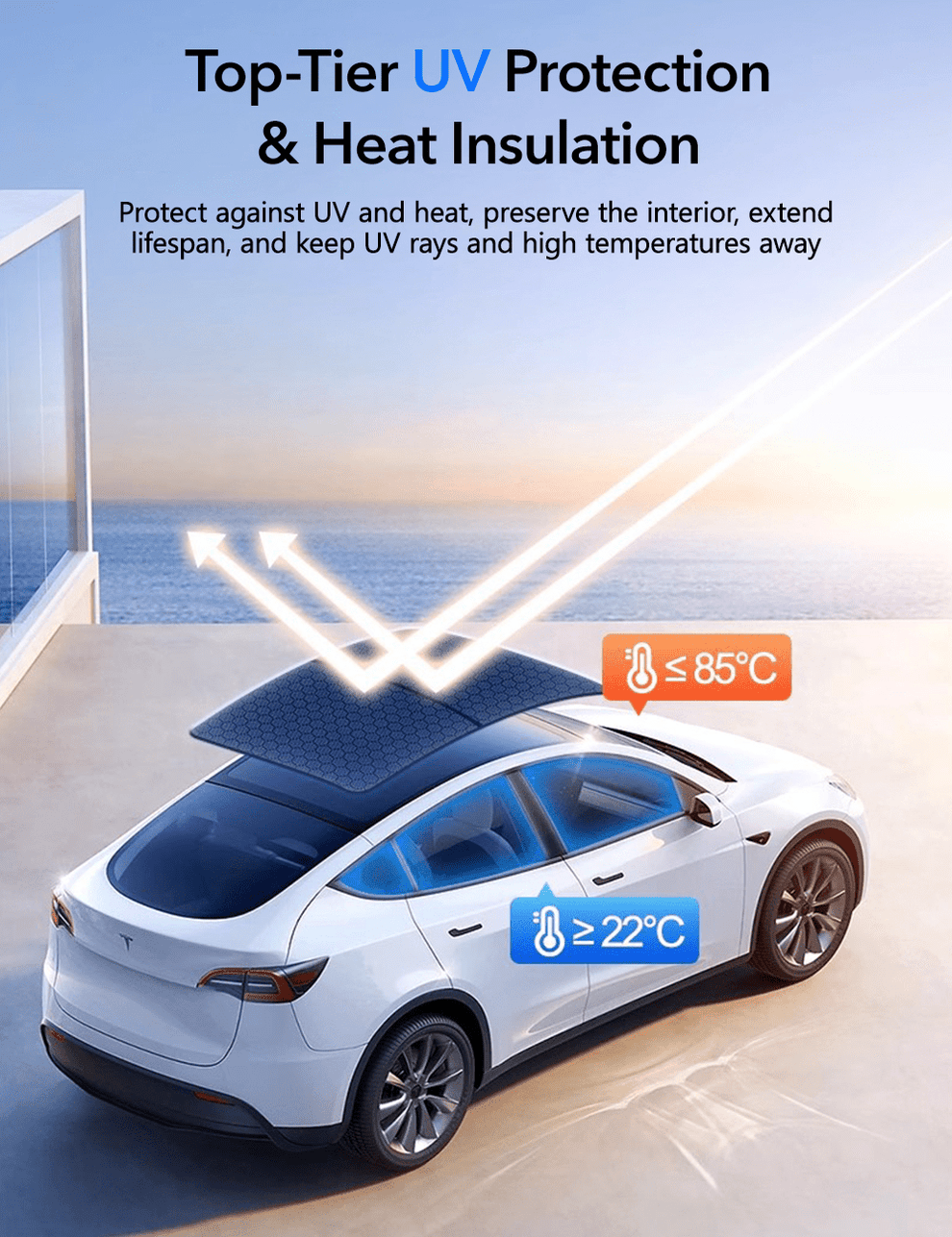 Tesla Model Y Glass Roof Sunshade | UV Protection & Heat Reduction