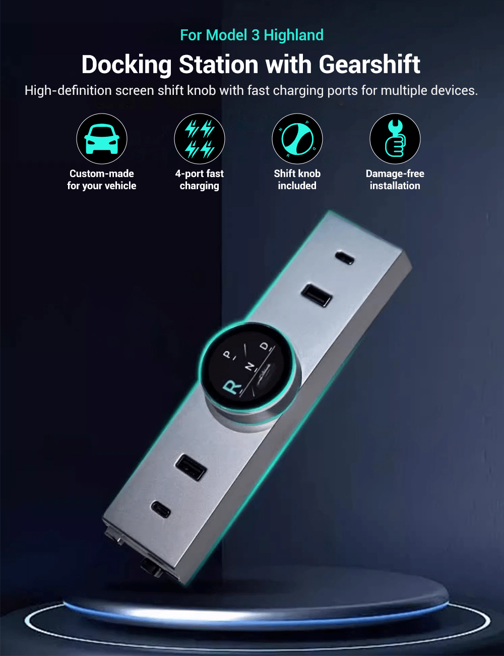 model 3 highland gear selector Smart Rotating Gear Shift Dock for Tesla Model 3 Highland & New Model Y Model Y Juniper 2025+