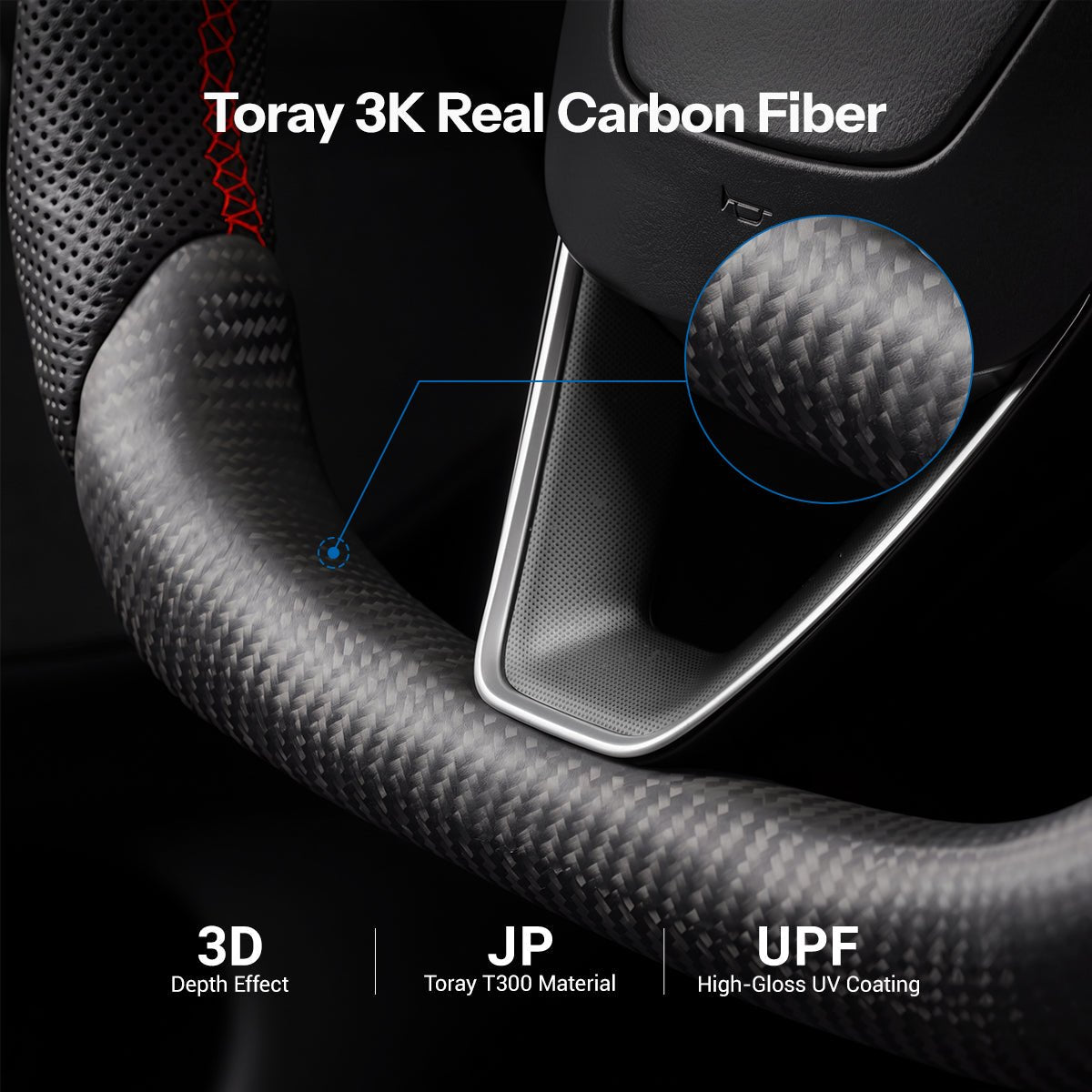 Sport Carbon Fiber Steering Wheel for Model 3 Highland / Model Y Juniper - Tesery Official Store